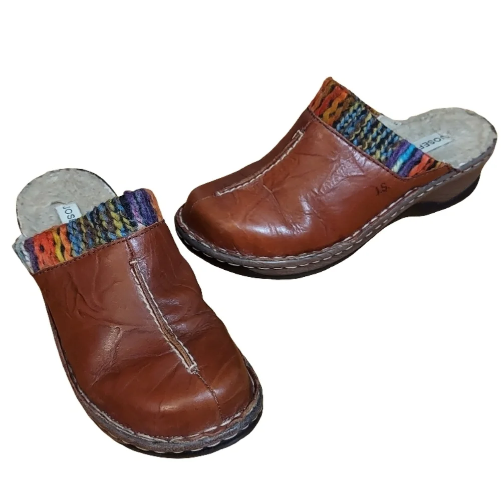 Josef Seibel Leather Catalonia Clog In Color Brandy/Multi - Picture 11 of 16